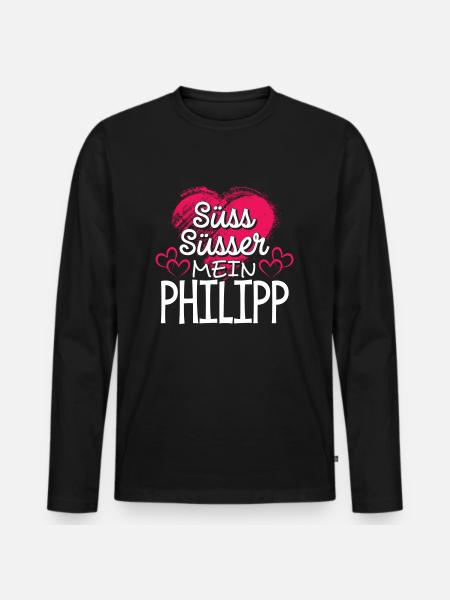 PHILIPP - süss - Männer Premium Bio Langarmshirt - Schwarz