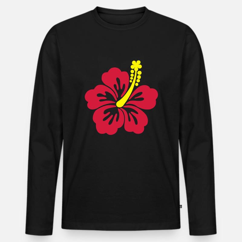 hibiscus tahiti - Männer Premium Bio Langarmshirt - Schwarz