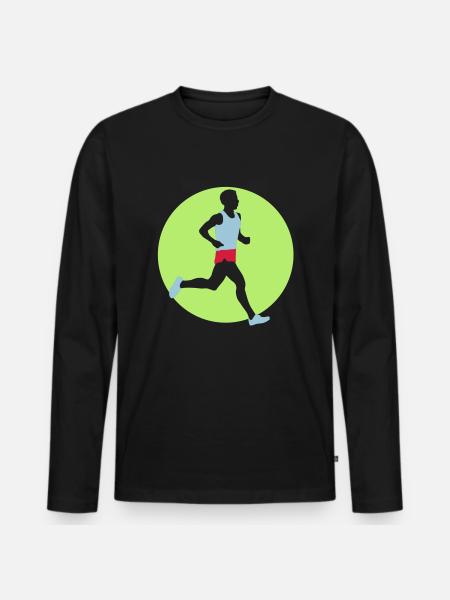 running_man_022013_a_3c - Männer Premium Bio Langarmshirt - Schwarz
