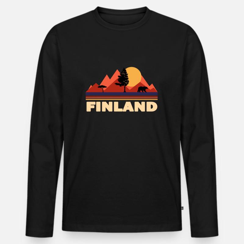 finnland - Männer Premium Bio Langarmshirt - Schwarz