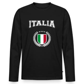 Italia - Männer Premium Bio Langarmshirt - Schwarz - Vorne - Nico (187cm)