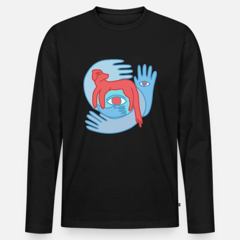 Handface - Männer Premium Bio Langarmshirt - Schwarz
