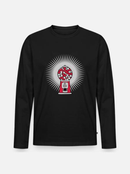 Strahlen Kaugummi Spender - Männer Premium Bio Langarmshirt - Schwarz
