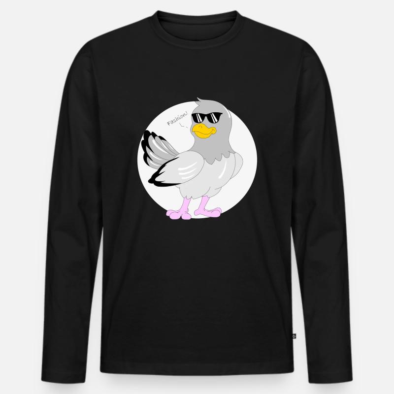 Modetaube - Männer Premium Bio Langarmshirt - Schwarz