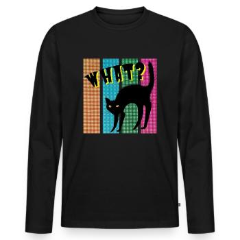 Quoi? Chat - T-shirt manches longues Premium bio Homme - noir - Devant - Nico (187cm)