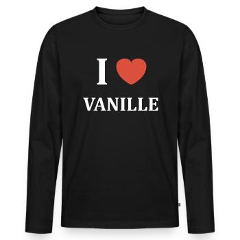 i love vanille - T-shirt manches longues Premium bio Homme - noir - Devant - Nico (187cm)