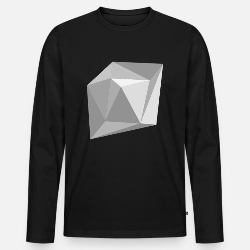 Grey Triangles - Männer Premium Bio Langarmshirt - Schwarz