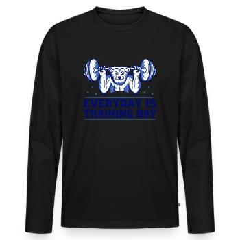 Everyday Is Training Day Fitness Motivation Gym - Men's Premium Organic Long Sleeve Shirt - black - Front - Nico (187cm)