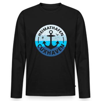 Cuxhaven - Heimathafen Cuxhaven Geschenkidee - Männer Premium Bio Langarmshirt - Schwarz - Vorne - Nico (187cm)