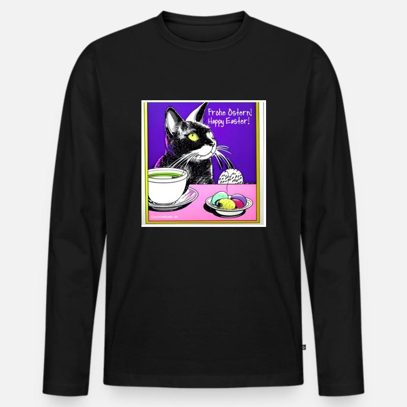 Frohe Ostern - Männer Premium Bio Langarmshirt - Schwarz