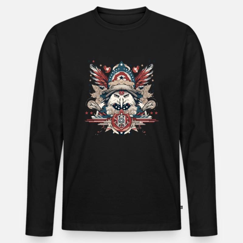 Amerikanische Folklore - Männer Premium Bio Langarmshirt - Schwarz