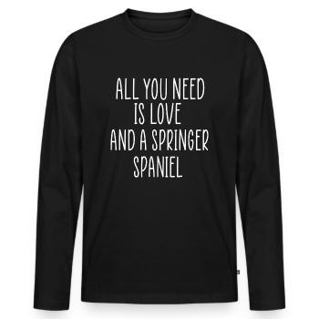 Love Springer Spaniel - T-shirt manches longues Premium bio Homme - noir - Devant - Nico (187cm)