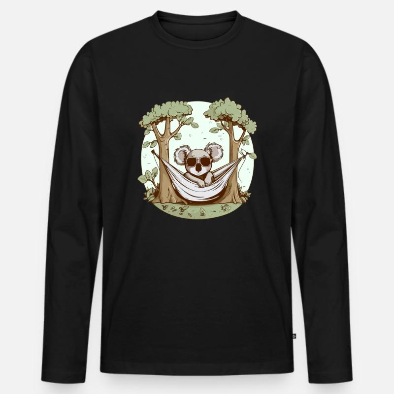 Arki der Koala - Männer Premium Bio Langarmshirt - Schwarz