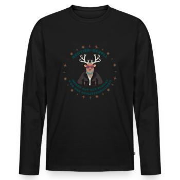 Rentier-Rebell auf der Flucht - Männer Premium Bio Langarmshirt - Schwarz - Vorne - Nico (187cm)