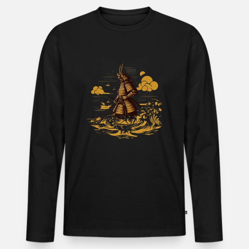 Samurai - Männer Premium Bio Langarmshirt - Schwarz