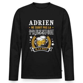 Adrien bière Adrien cadeau adrien fête - T-shirt manches longues Premium bio Homme - noir - Devant - Nico (187cm)