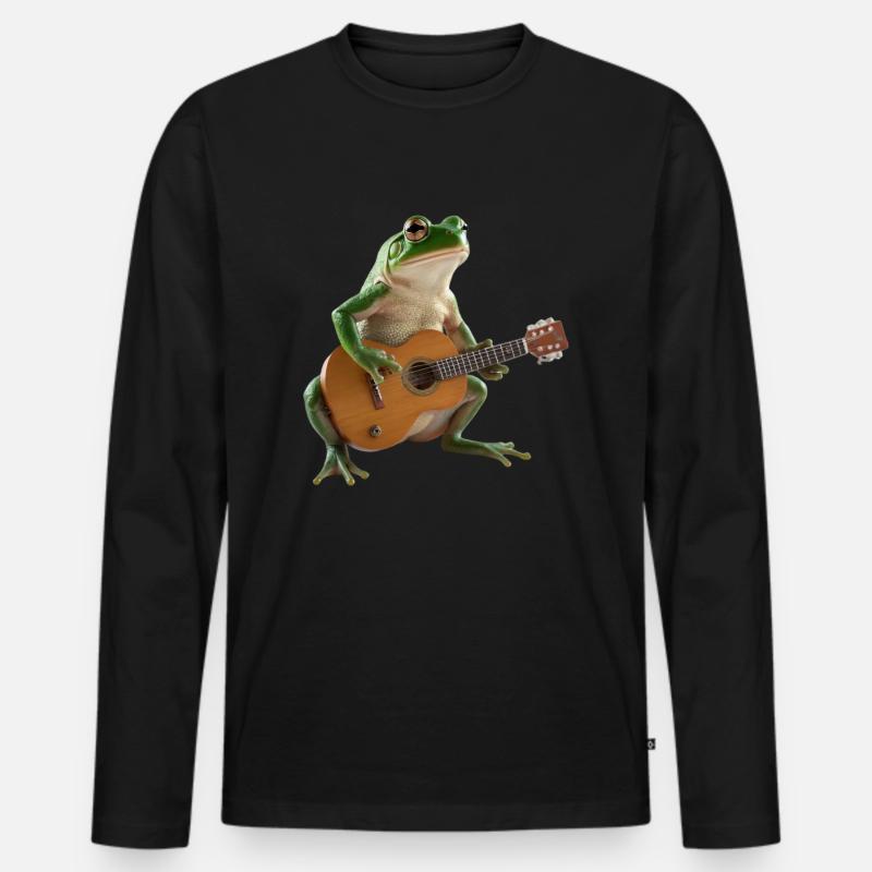 Frog Toad Muzyk Gitara - Ekologiczna męska koszulka z długim rękawem Premium - czarny