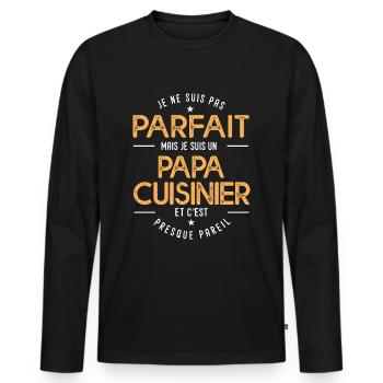 je suis un papa Cuisinier humour chef restaurant - T-shirt manches longues Premium bio Homme - noir - Devant - Nico (187cm)