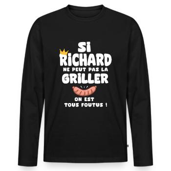 Richard roi barbecue cadeau richard fêtes - T-shirt manches longues Premium bio Homme - noir - Devant - Nico (187cm)