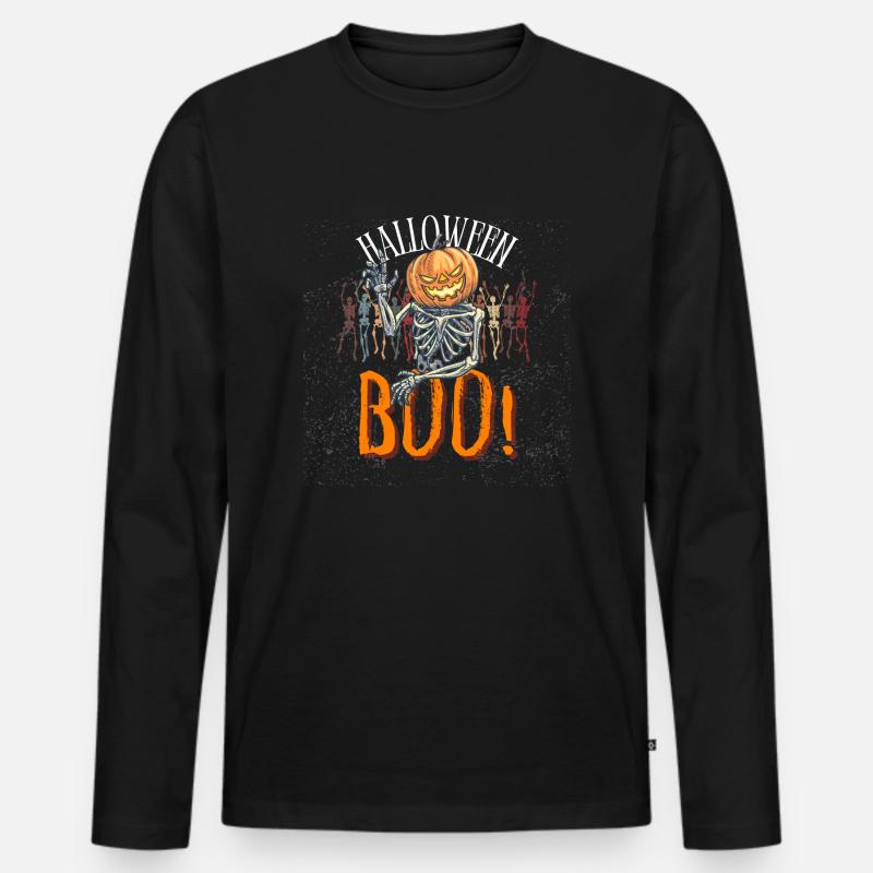 Halloween - Männer Premium Bio Langarmshirt - Schwarz