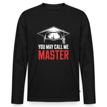 Design humoristique pour les diplômés de la maîtrise - T-shirt manches longues Premium bio Homme - noir - Devant - Nico (187cm)