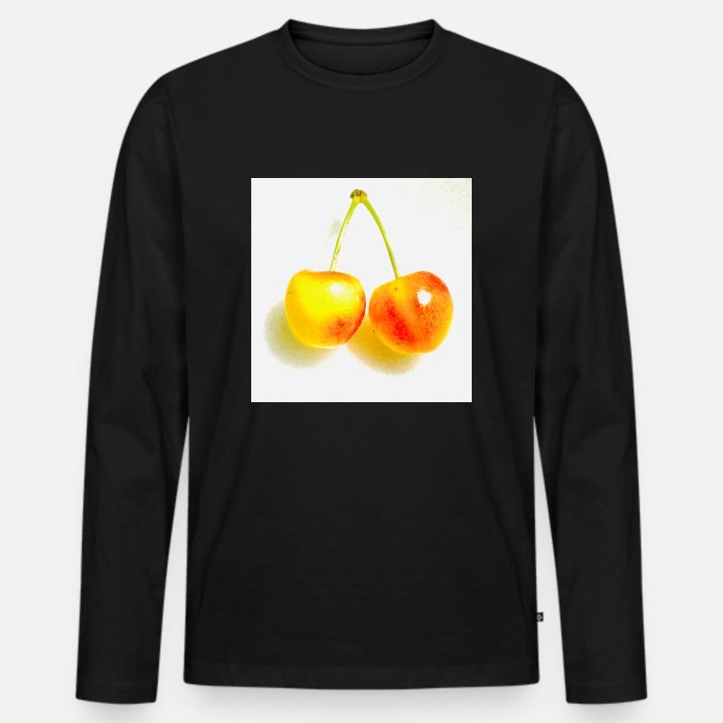 Kirsche - Männer Premium Bio Langarmshirt - Schwarz