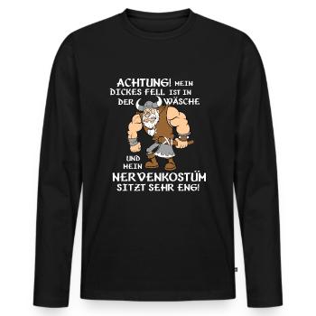 Mein dickes Fell ist in der Wäsche - Männer Premium Bio Langarmshirt - Schwarz - Vorne - Nico (187cm)