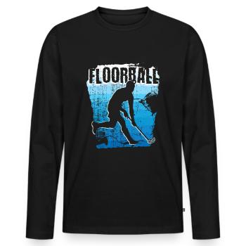 Floorball Player Floorballer Retro Floorball - Men's Premium Organic Long Sleeve Shirt - black - Front - Nico (187cm)