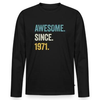 53e anniversaire 53 ans d’expérience depuis 1971 - T-shirt manches longues Premium bio Homme - noir - Devant - Nico (187cm)