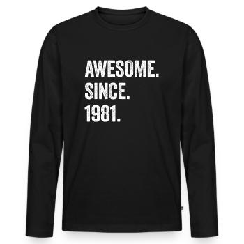 43e anniversaire 43 ans d’expérience depuis 1981 - T-shirt manches longues Premium bio Homme - noir - Devant - Nico (187cm)