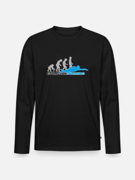 evolution swimming, swim, swim, swimmer - Men's Premium Organic Long Sleeve Shirt - black