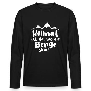 Heimat ist da, wo die Berge sind! - Männer Premium Bio Langarmshirt - Schwarz - Vorne - Nico (187cm)