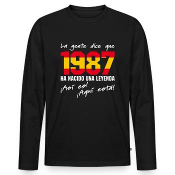 Eine Legende wurde 1987 geboren - Männer Premium Bio Langarmshirt - Schwarz - Vorne - Nico (187cm)
