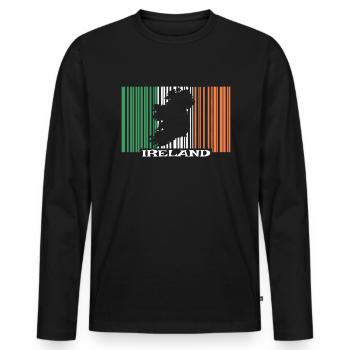 Irland Barcode Irische Insel Ireland Idee - Männer Premium Bio Langarmshirt - Schwarz - Vorne - Nico (187cm)