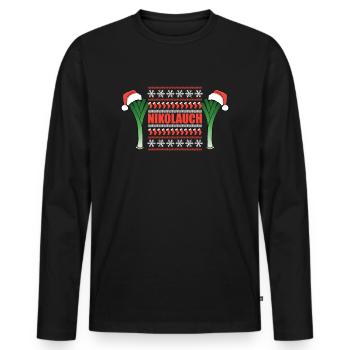 Nikolauch rot - Männer Premium Bio Langarmshirt - Schwarz - Vorne - Nico (187cm)