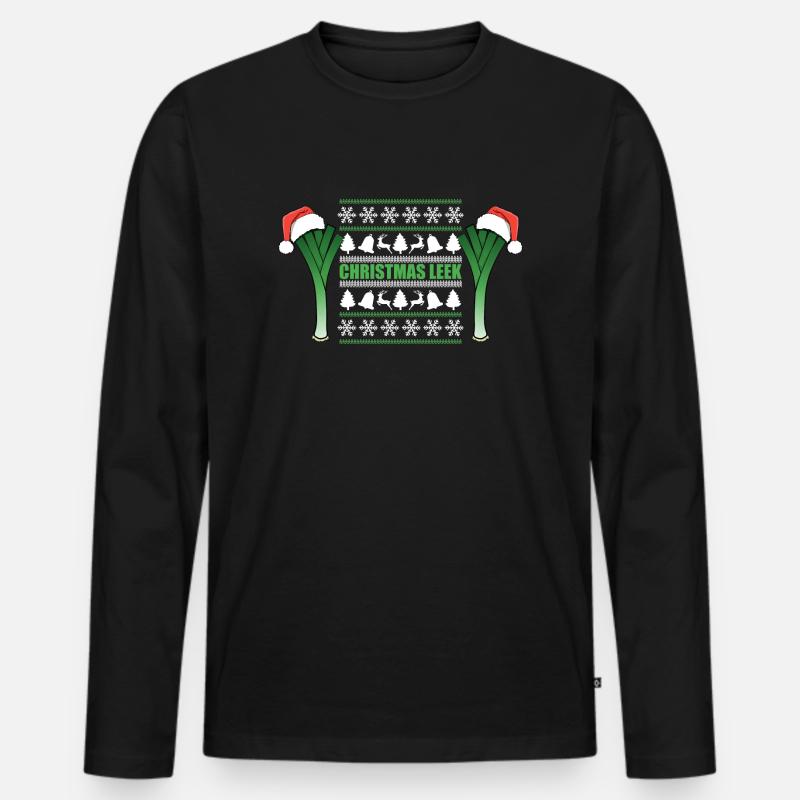 Cristmas Leek - Männer Premium Bio Langarmshirt - Schwarz