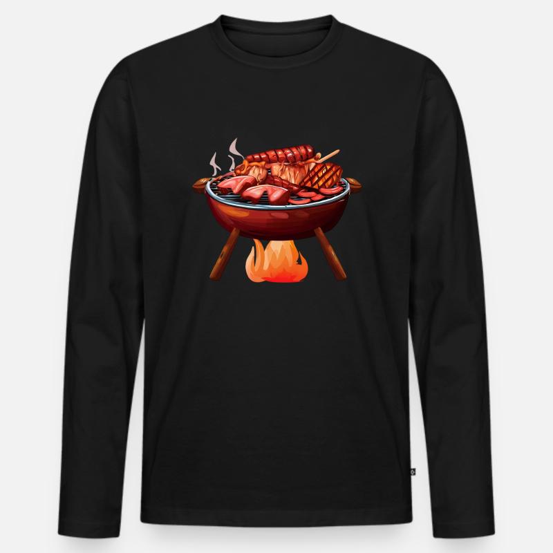 Grillmeister Grill - Männer Premium Bio Langarmshirt - Schwarz