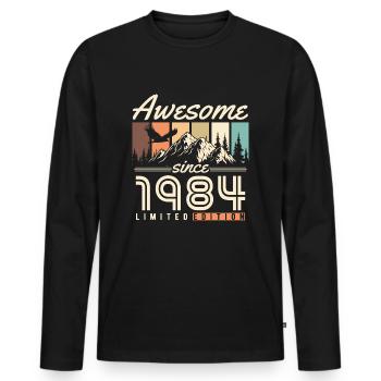 Great Since 1984 Vintage Vintage Birthday - Men's Premium Organic Long Sleeve Shirt - black - Front - Nico (187cm)