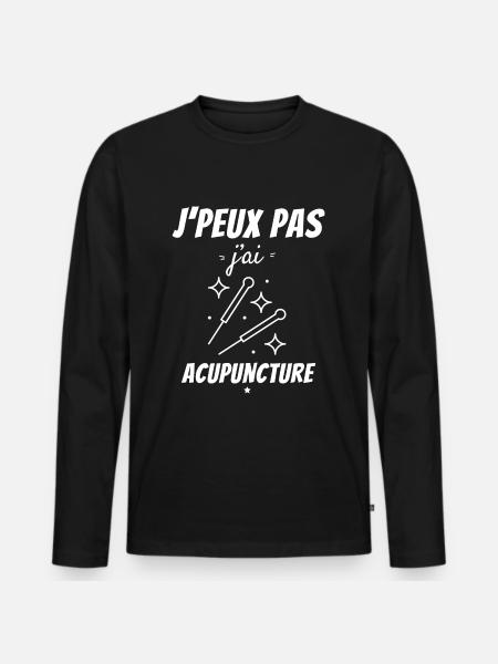 Jeg kan ikke jeg har akupunktur - Premium økologisk langærmet T-shirt til mænd - sort