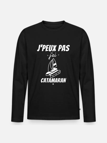 I can't I have Catamaran - Men's Premium Organic Long Sleeve Shirt - black