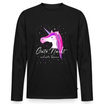 Unicorn good night unicorn - Men's Premium Organic Long Sleeve Shirt - black - Front - Nico (187cm)