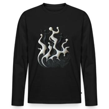 Abstract Black White Dance Party - Men's Premium Organic Long Sleeve Shirt - black - Front - Nico (187cm)