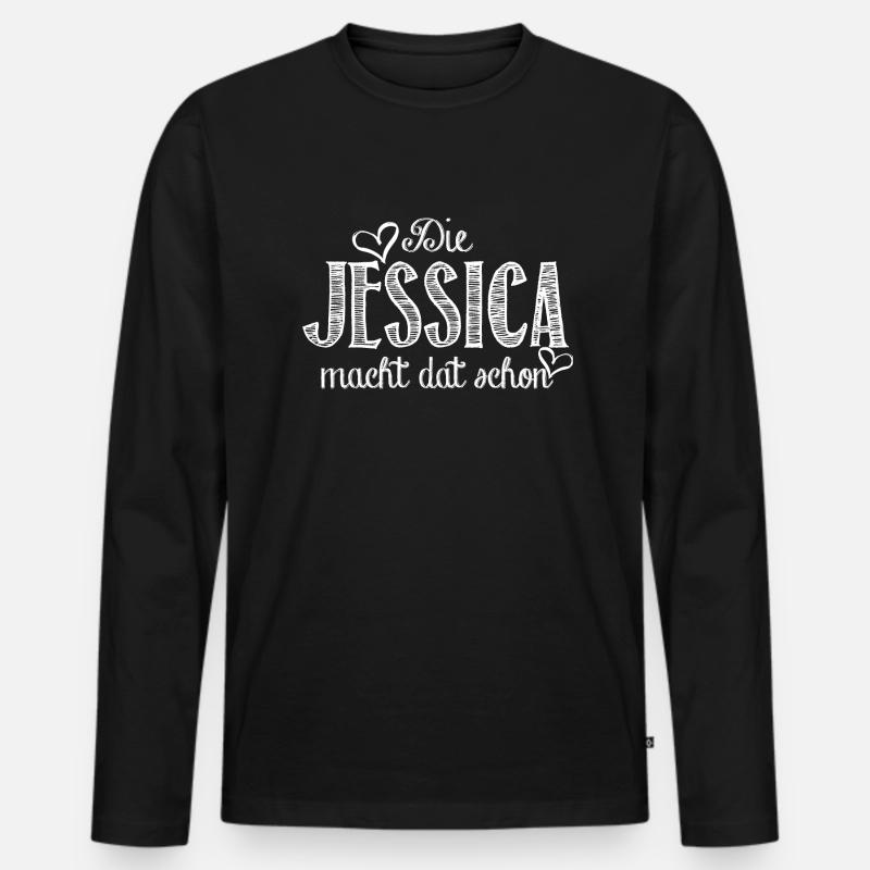 Jessica - Männer Premium Bio Langarmshirt - Schwarz