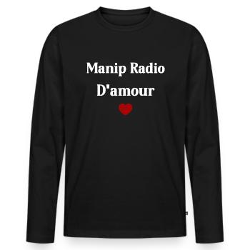 Manip Radio d'amour - T-shirt manches longues Premium bio Homme - noir - Devant - Nico (187cm)