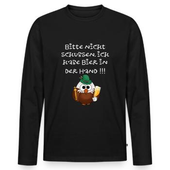 Schützenfest - bitte nicht schubsen,lustiger Vogel - Männer Premium Bio Langarmshirt - Schwarz - Vorne - Nico (187cm)