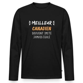 Souvent imité jamais égalé meilleur canadien - T-shirt manches longues Premium bio Homme - noir - Devant - Nico (187cm)