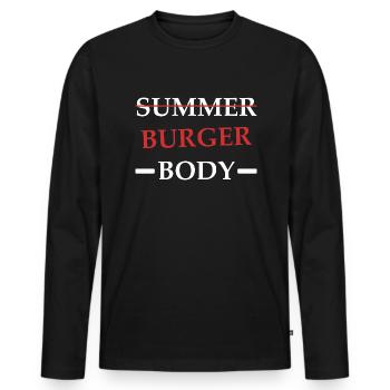 burger Body - T-shirt manches longues Premium bio Homme - noir - Devant - Nico (187cm)