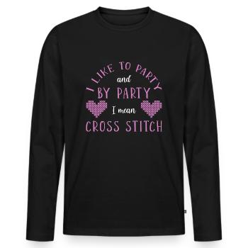Cross Stitch Cross Stitch Embroidery - Men's Premium Organic Long Sleeve Shirt - black - Front - Nico (187cm)