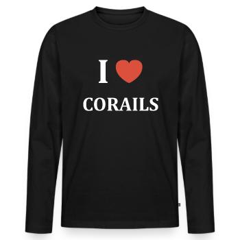 i love Corails - T-shirt manches longues Premium bio Homme - noir - Devant - Nico (187cm)