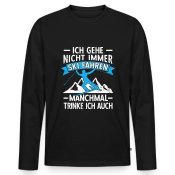 Ski Fahren Skier Skiurlaub Skiparty Bier Trinken - Männer Premium Bio Langarmshirt - Schwarz - Vorne - Nico (187cm)